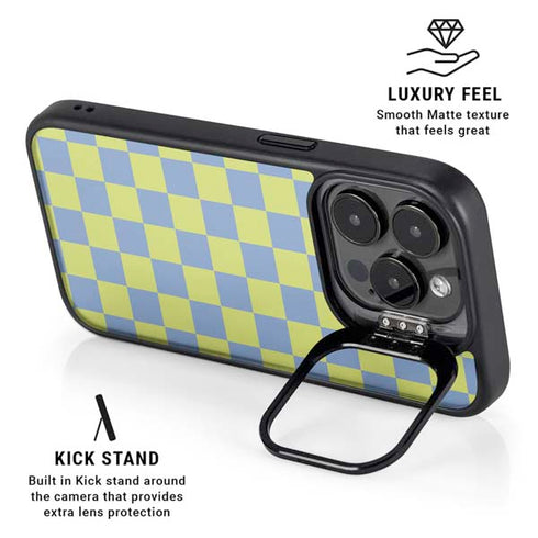 Neon Checkered iPhone 15 Pro Kickstand Case